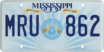 MS license plate MRU862