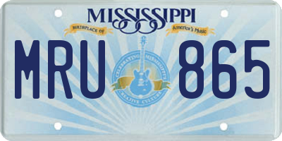 MS license plate MRU865