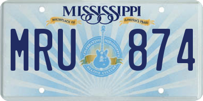 MS license plate MRU874