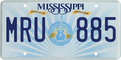 MS license plate MRU885
