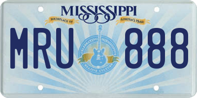 MS license plate MRU888