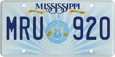 MS license plate MRU920