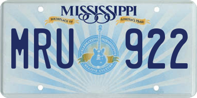MS license plate MRU922