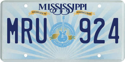 MS license plate MRU924