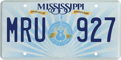 MS license plate MRU927