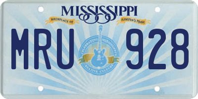 MS license plate MRU928