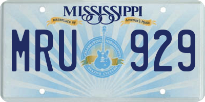 MS license plate MRU929
