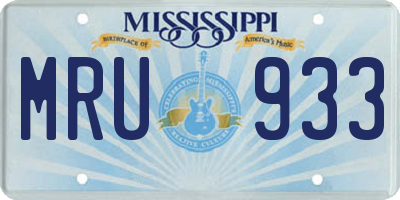 MS license plate MRU933