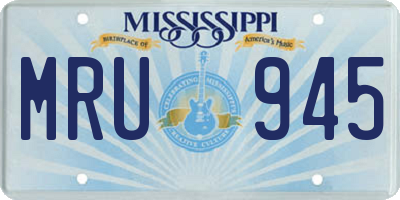MS license plate MRU945