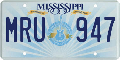 MS license plate MRU947