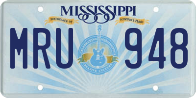 MS license plate MRU948