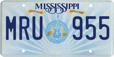 MS license plate MRU955