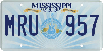 MS license plate MRU957