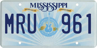 MS license plate MRU961