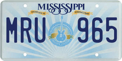 MS license plate MRU965