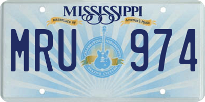 MS license plate MRU974