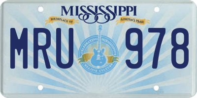 MS license plate MRU978
