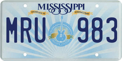 MS license plate MRU983