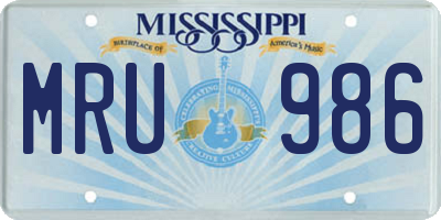 MS license plate MRU986