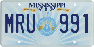 MS license plate MRU991