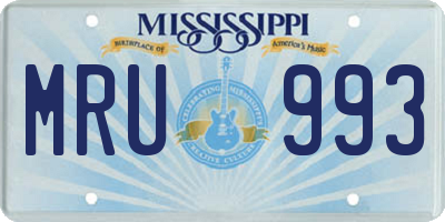 MS license plate MRU993