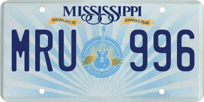 MS license plate MRU996