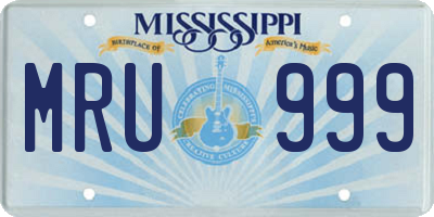 MS license plate MRU999