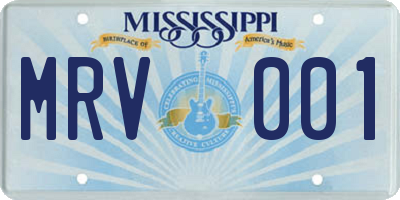 MS license plate MRV001