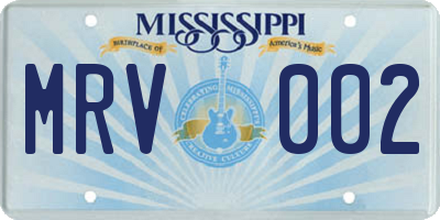 MS license plate MRV002