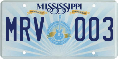 MS license plate MRV003