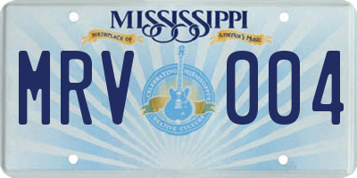 MS license plate MRV004