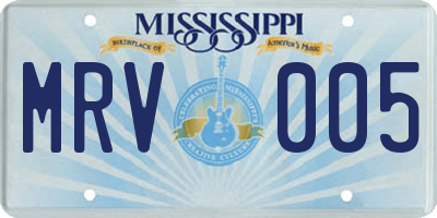 MS license plate MRV005