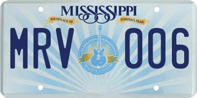 MS license plate MRV006