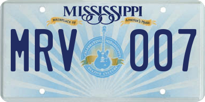 MS license plate MRV007
