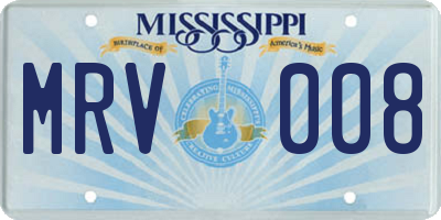 MS license plate MRV008