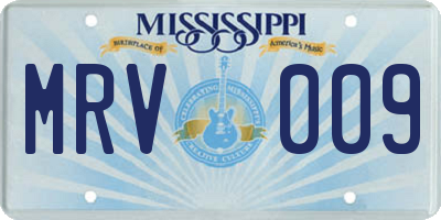 MS license plate MRV009