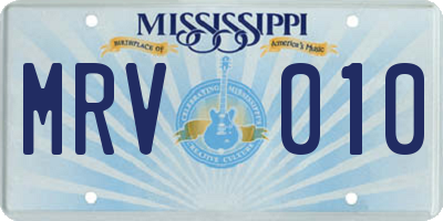 MS license plate MRV010
