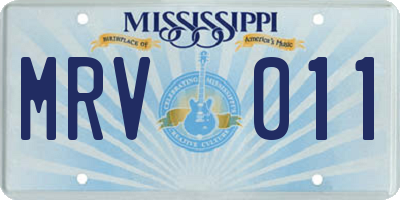 MS license plate MRV011