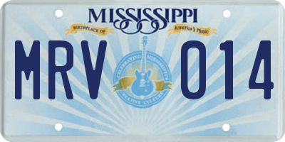 MS license plate MRV014