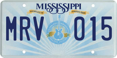 MS license plate MRV015