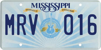 MS license plate MRV016