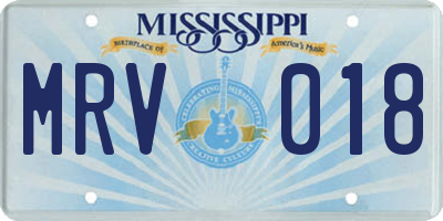 MS license plate MRV018