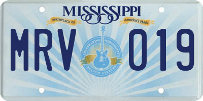 MS license plate MRV019
