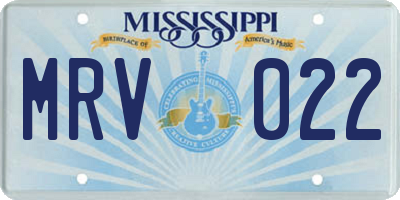 MS license plate MRV022
