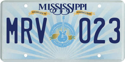 MS license plate MRV023