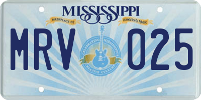 MS license plate MRV025