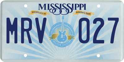 MS license plate MRV027