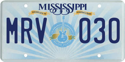 MS license plate MRV030