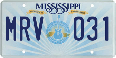 MS license plate MRV031