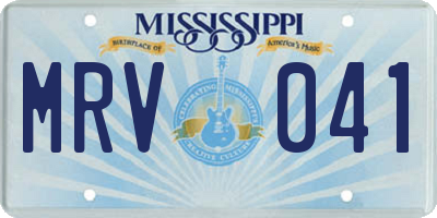 MS license plate MRV041